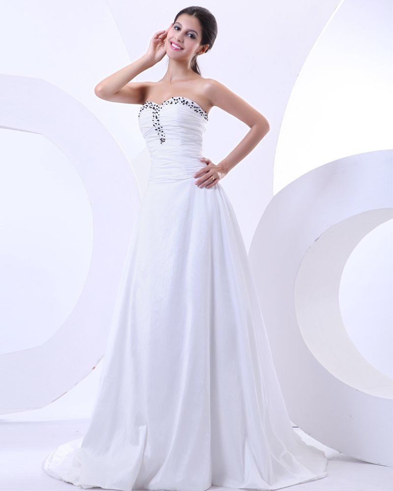 Beading Sweetheart Taffeta Court Empire Bridal Gown Wedding Dress