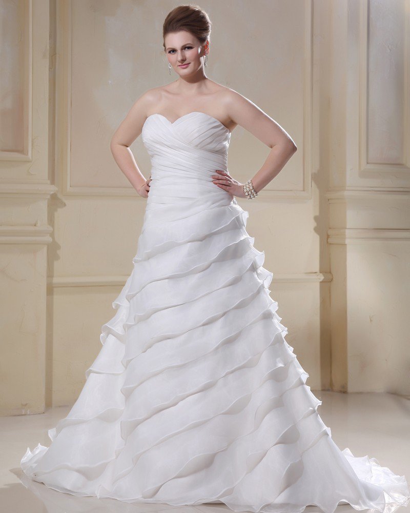 Elegant Chiffon Sweetheart Beading Applique Empire Sweep Plus Size Wedding Dresses