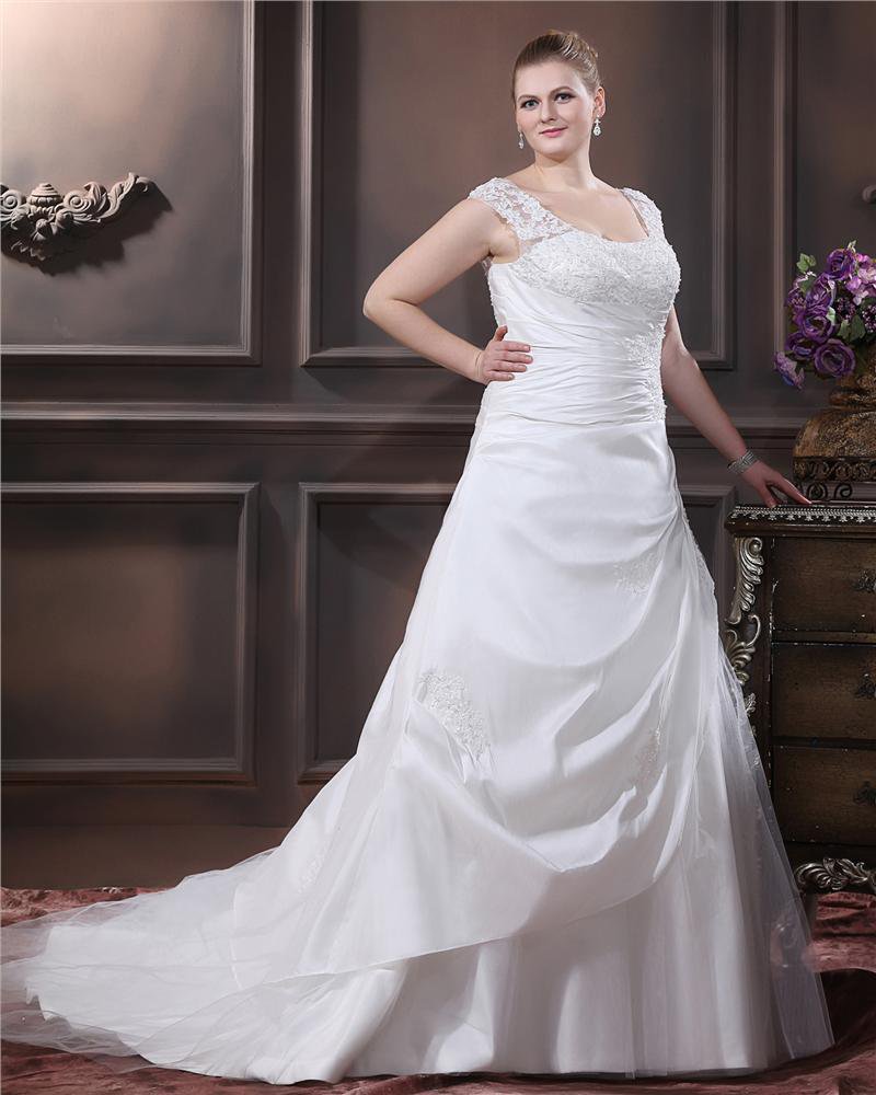Designer Beading Round Neck Court Plus Size Bridal Gown Wedding Dresses