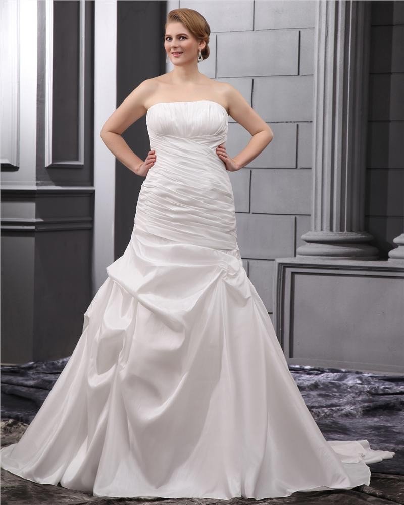 Taffeta Ruffle Court Plus Size Bridal Gown Wedding Dress