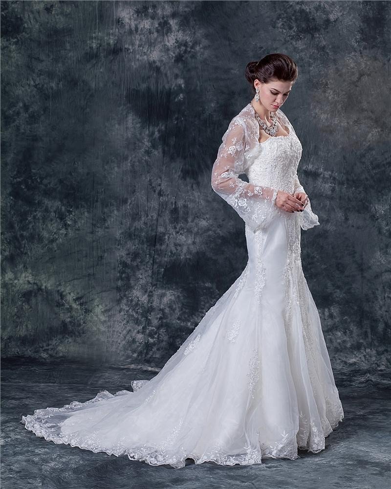 Lace Beading Sweetheart Neck Sheath Wedding Dress