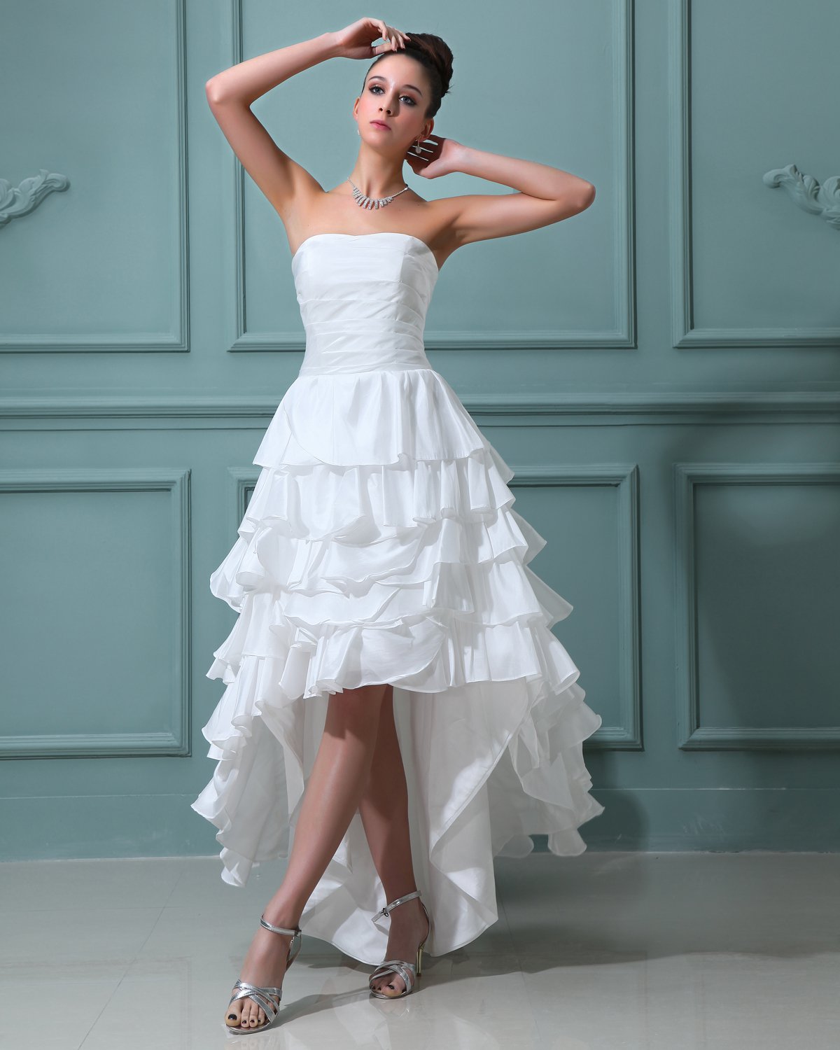 Ruffles Taffeta Sleeveless Sweetheart Short Mini Wedding Dresses