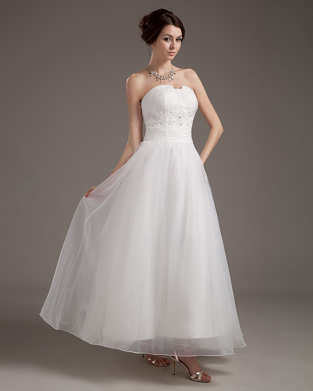 Satin Organza Bead Mini Wedding Dresses