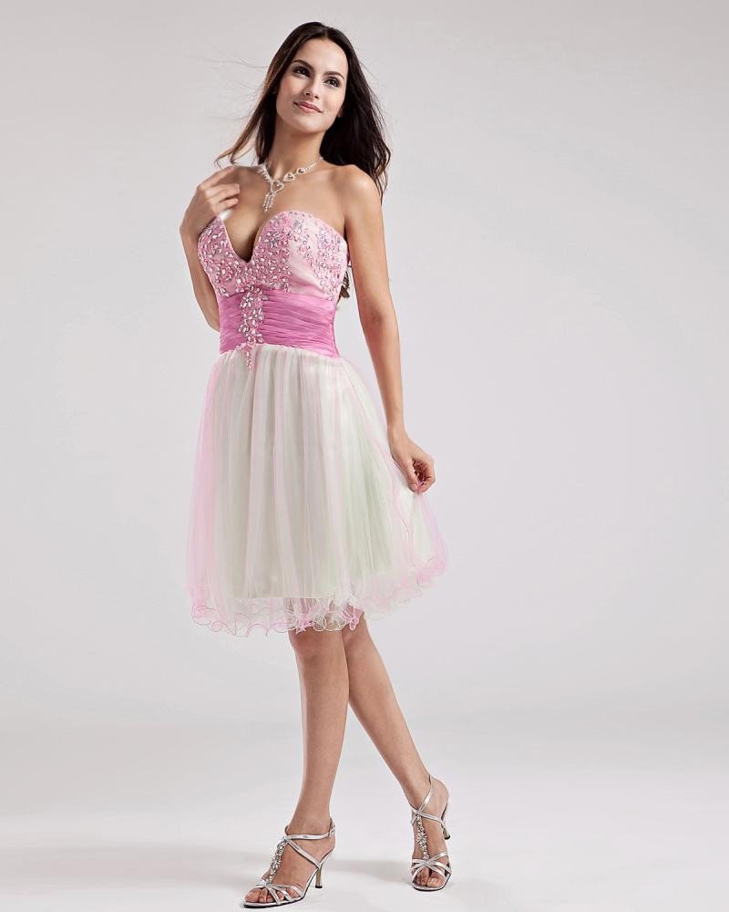 A-Line Strapless Short Mini Satin Cocktail Dress