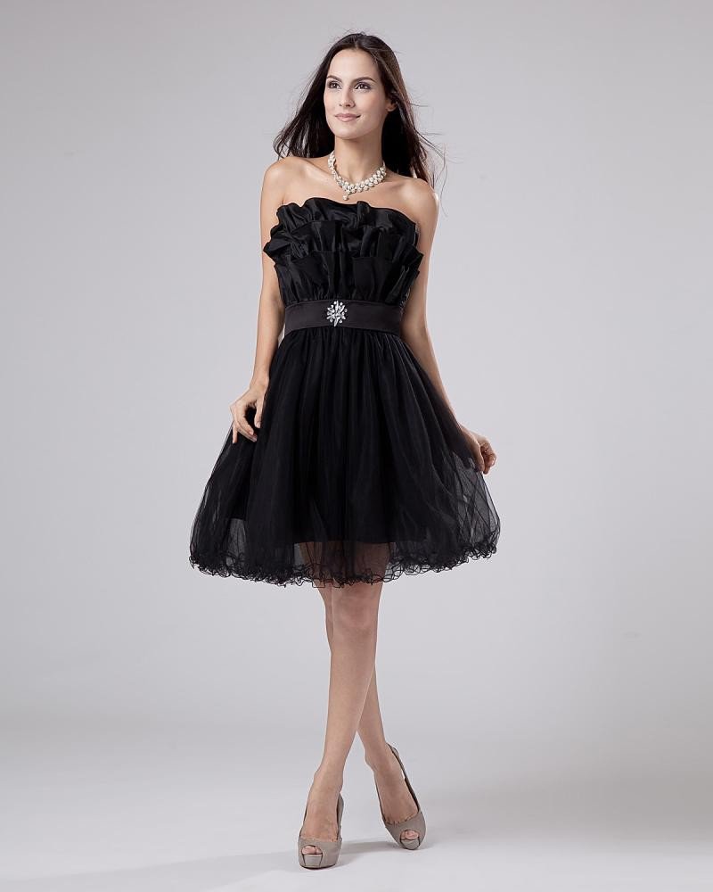 Organza Beading Ruffle Flower Pattern Prom Cocktail Dresses