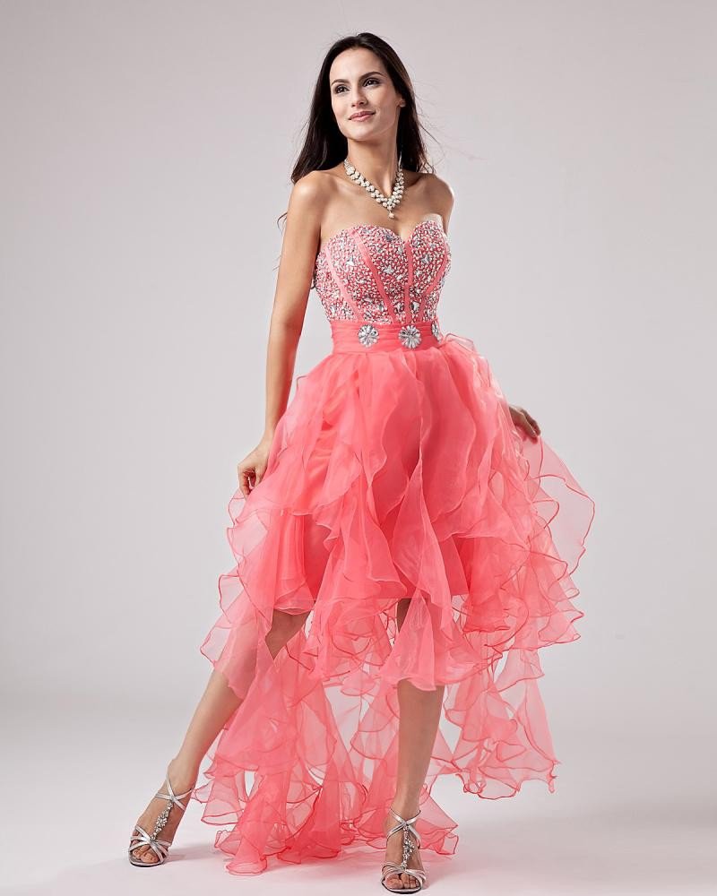 Yarn Ruffle Beading Sweetheart Ankle Length Prom Cocktail Dresses