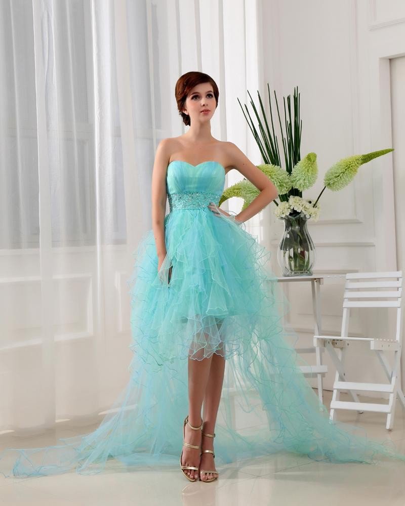 Sweetheart Floor Length Beading Satin Tulle Silk Woman Prom Cocktail Dress