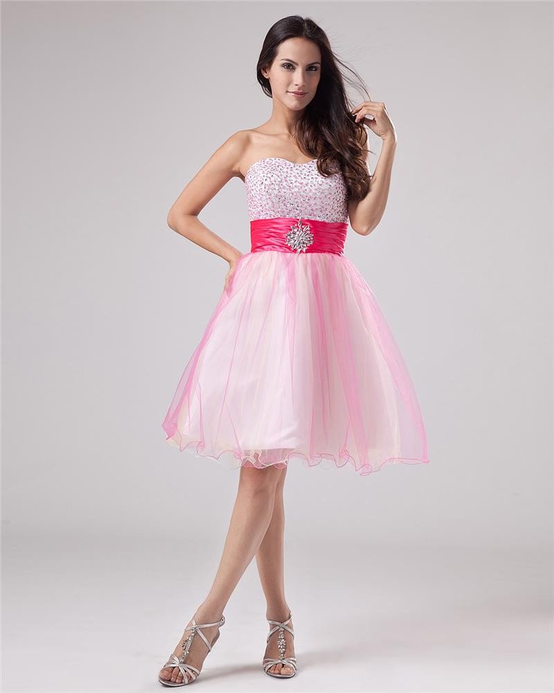 Tulle Flower Sweetheart Knee Length Cocktail Dress