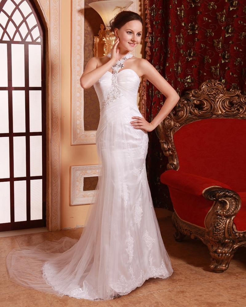 Stylish Ruffle Beading Strapless Floor Length Sweep Satin Gauze Celebrity Dress