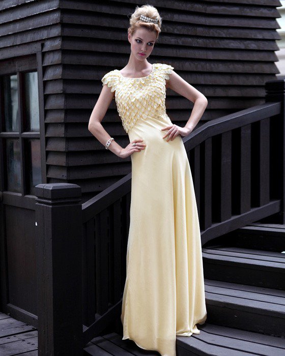 Silk Jewel Rhinestone Floor Length Evening Dresses