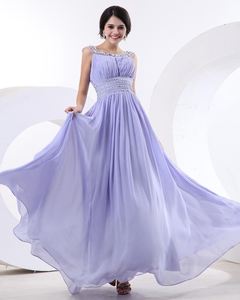 Beautiful A-Line Bateau Floor-Length Chiffon Women Cocktail Dresses