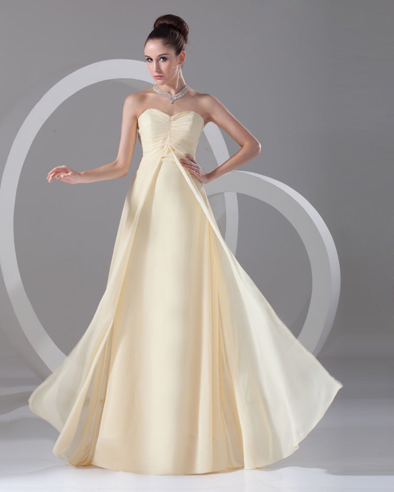 Sweetheart Pleated Floor Length Chiffon Evening Dress