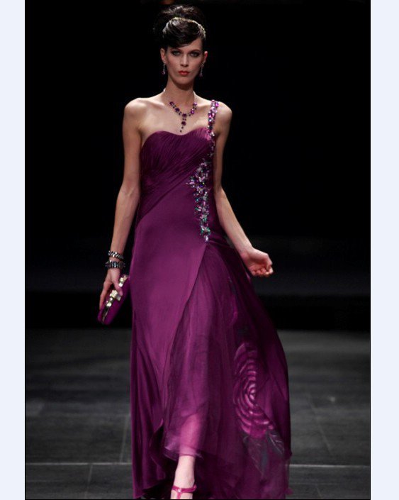 One Shoulder Floor-length Silk Imitation Yarn Cocktail Dress