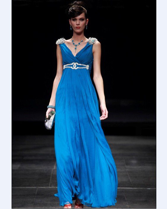 V-Neck Floor-length Chiffon Evening Dress