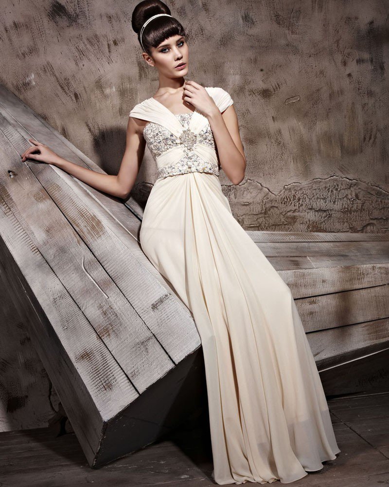 Chiffon Floor Length Sabrina Zipper Evening Dresses