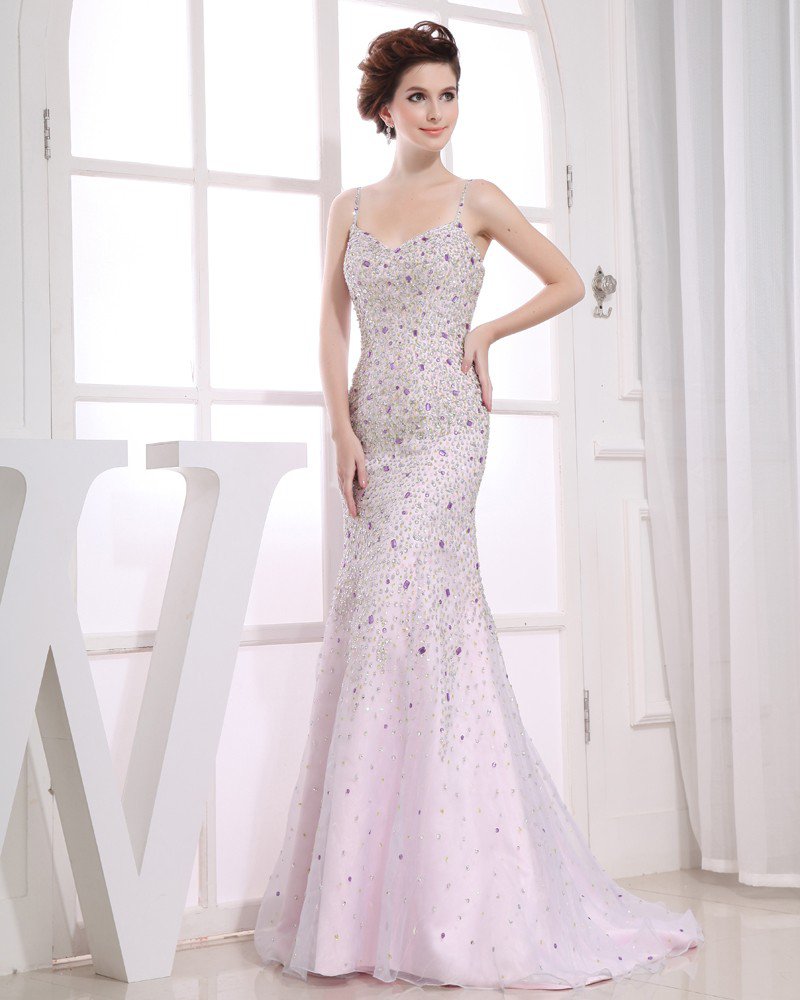 Sweetheart Sleeveless Zipper Beading Floor Length Organza Elastic Silk Like Satin Silk Woman Evening