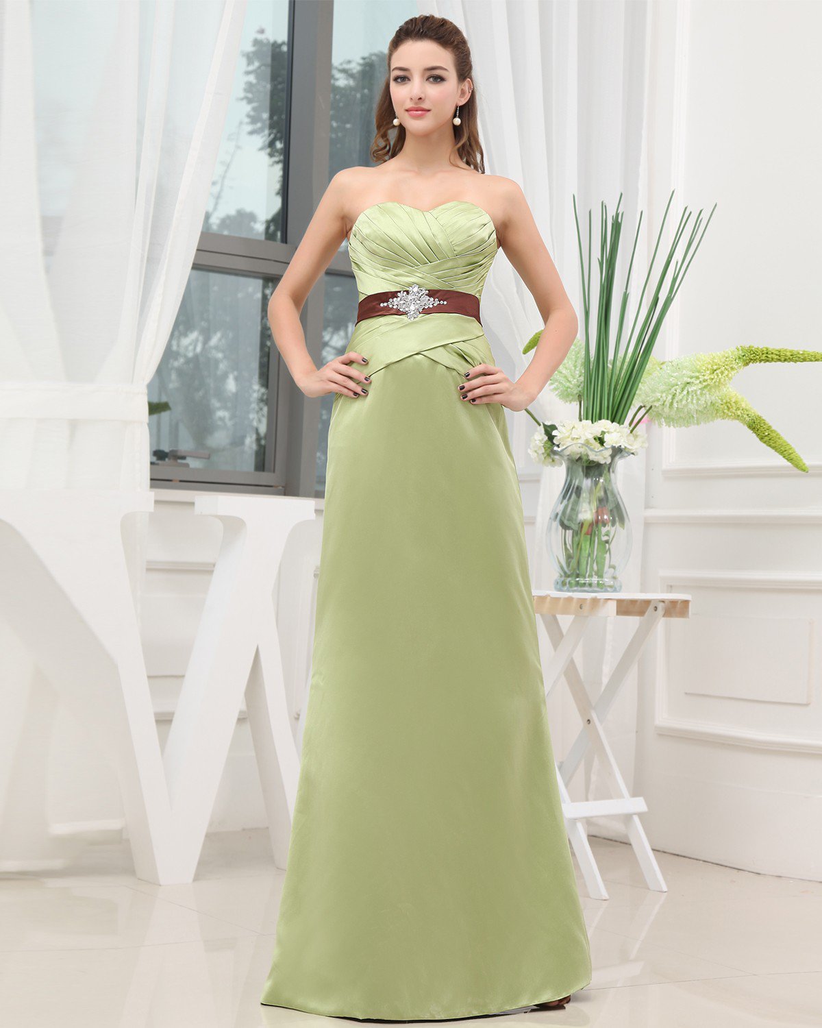 Sweetheart Beading Sleeveless Zipper Floor Length Charmeuse Woman Evening Dress