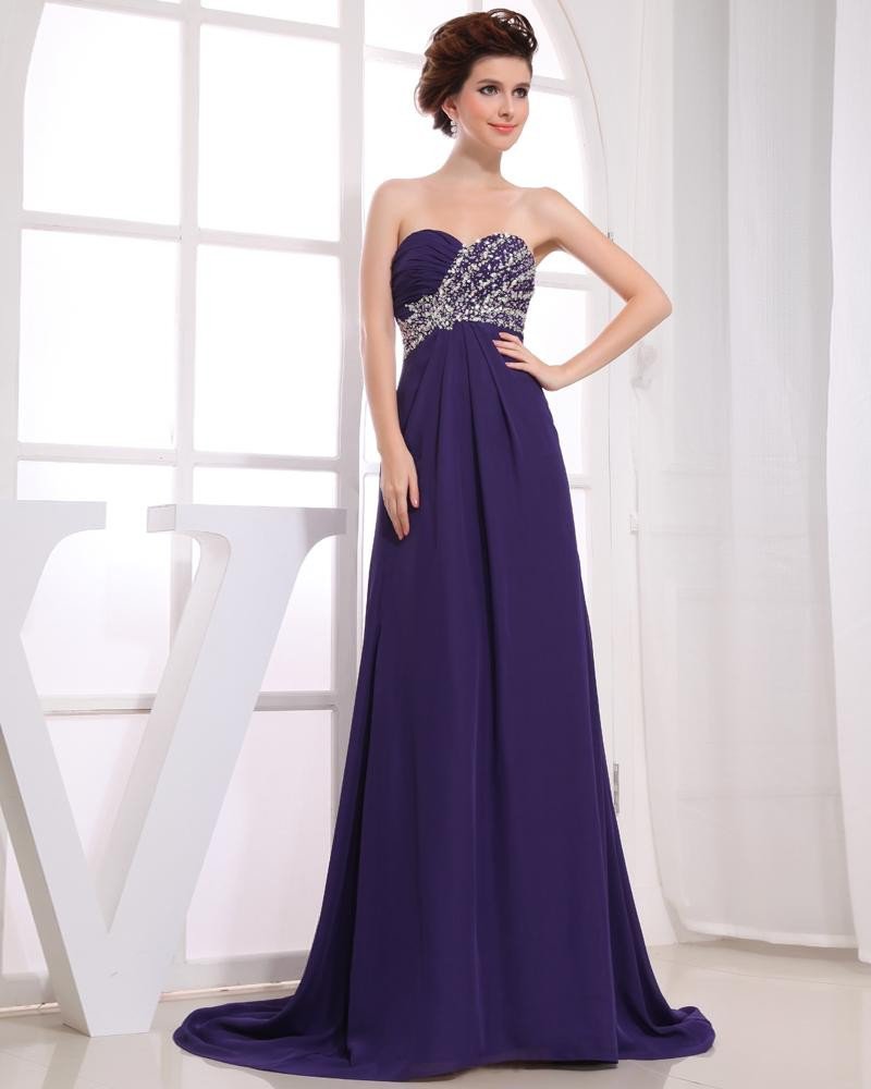 Chiffon Silk Like Satin Silk Ruffle Beading Sweetheart Floor Length Pleated Cocktail Dress