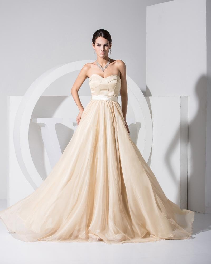 Sweetheart Sleeveless Zipper Floor Length Ruffle Elastic Silk Like Satin Chiffon Silk Woman Celebrit