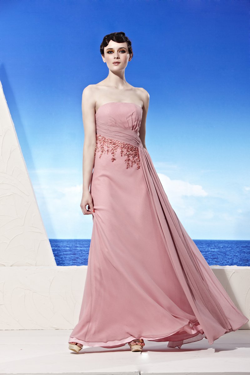 Strapless Neckline Floor Length Beading Composite Filament Empire Woman Evening Dress