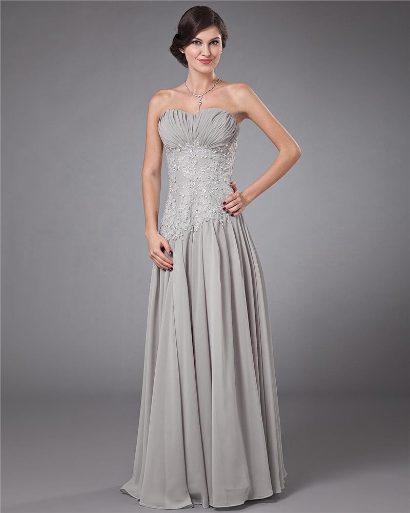 Chiffon Pleated Beading Applique Sweetheart Ankle Length Evening Dresses