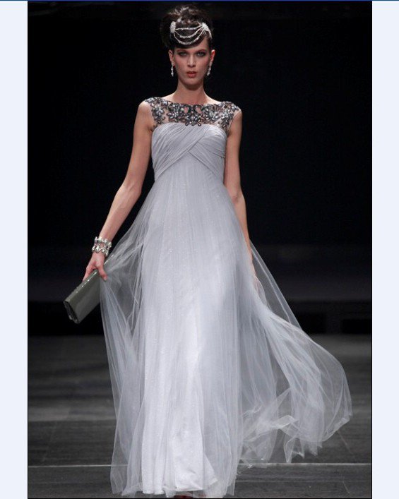 Sabrina Floor Length Composite Filament Evening Dress