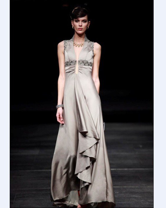 Empire Sleeveless Floor-length Silk Women's Evening Dress