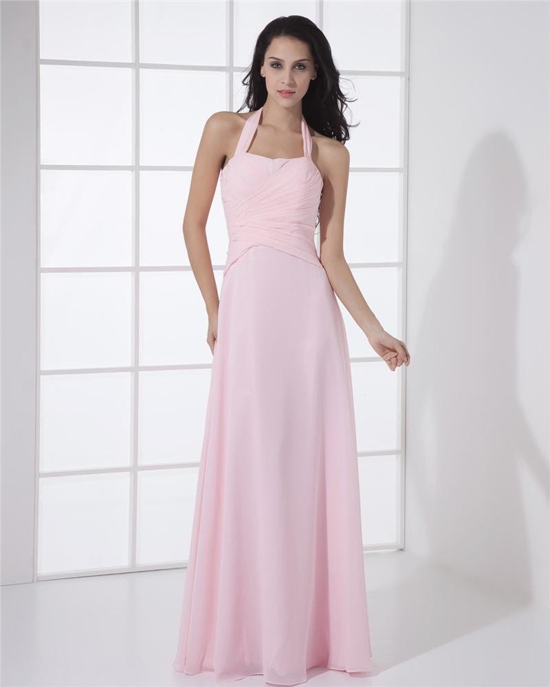 Generous Chiffon Halter Sheath Floor-Length Evening Dress