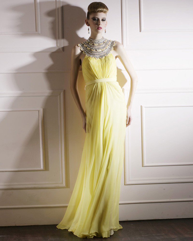 Silk Tulle Charmeuse Jewel Bead Floor Length Evening Dress