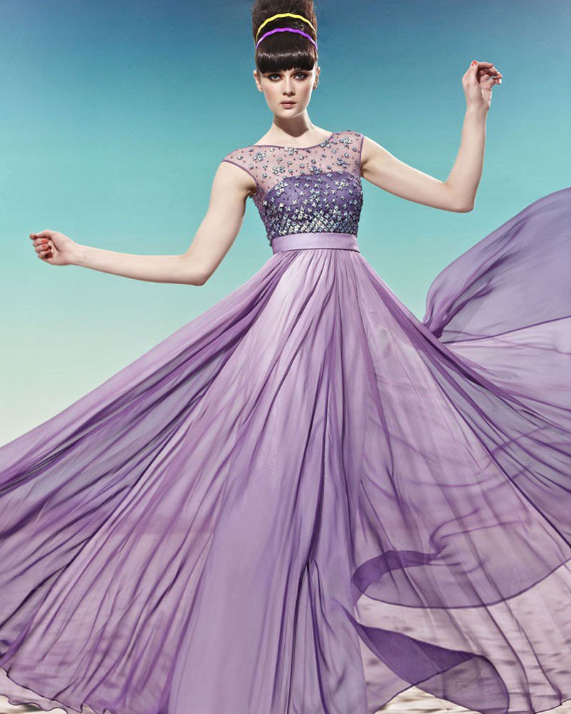 Bateau Beading Belt Ruffle Sleeveless Zipper Floor Length Charmeuse Woman Evening Dress
