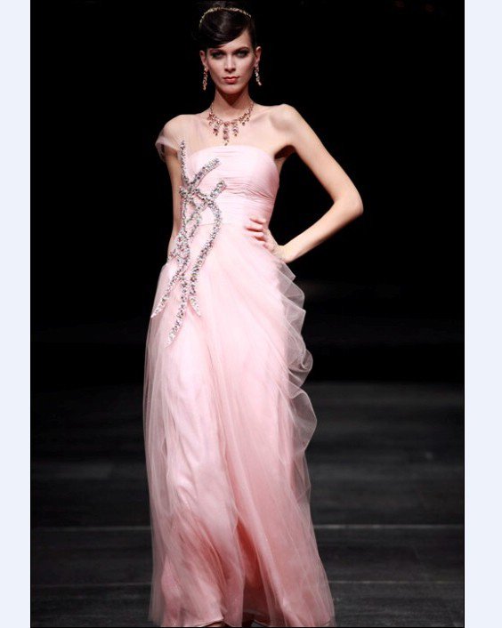 Chiffon Gauze Cloth Sloping A-line Floor Length Women's Evening Dresses