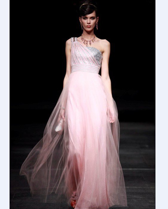 One Shouder Floor Length Women's Evening Dress