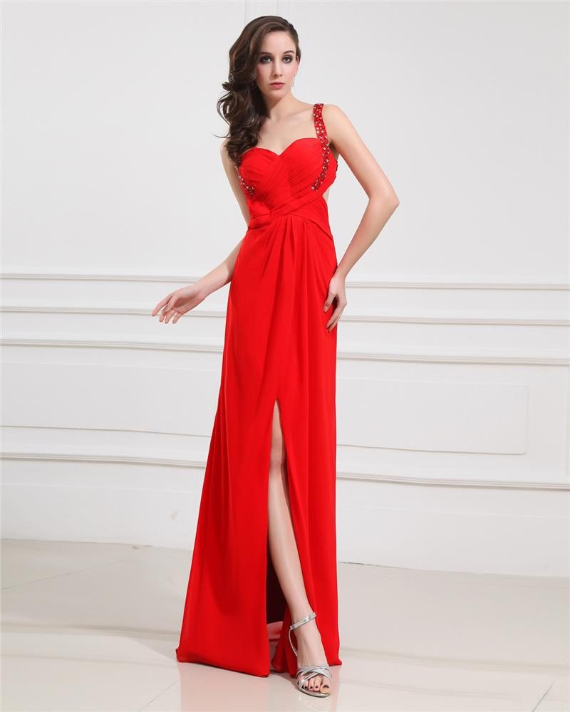 Junoesque Floor Length Chiffon Sheath Sweetheart Women's Evening Dress