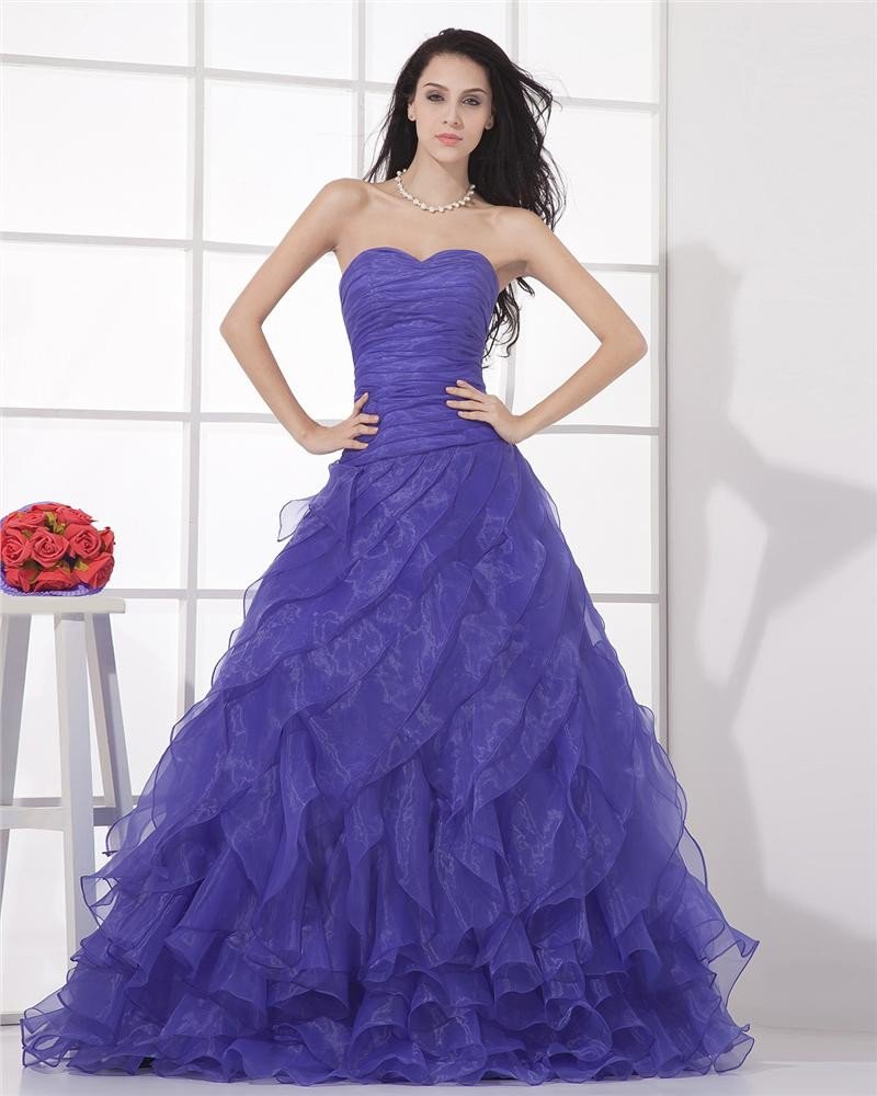 Fashion Ball Gown Sweetheart Gauze Sleeveless Floor Length Evening Dress