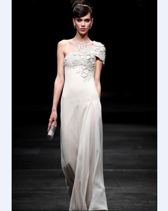 Sloping Empire Composite Filament Floor Length Women's Evening Dress