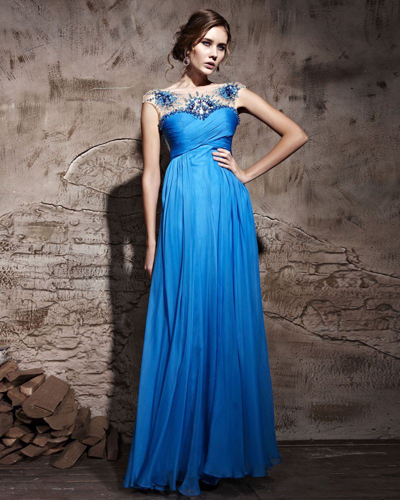 Tencel Floor Length Sleeveless Evening Dresses