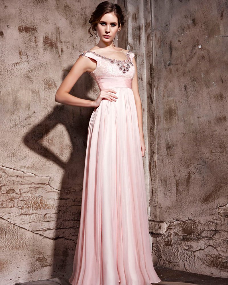 Tencel Floor Length Sleeveless Zipper Jewel Evening Dresses