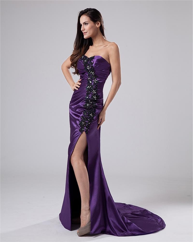 Charmeuse Sweetheart Beads Floor Length Evening Dresses