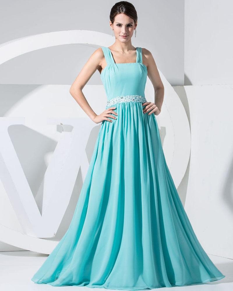Chiffon Elastic Silk Like Satin Silk Spaghetti Straps Beading Sleeveless Zipper Floor Length Pleated