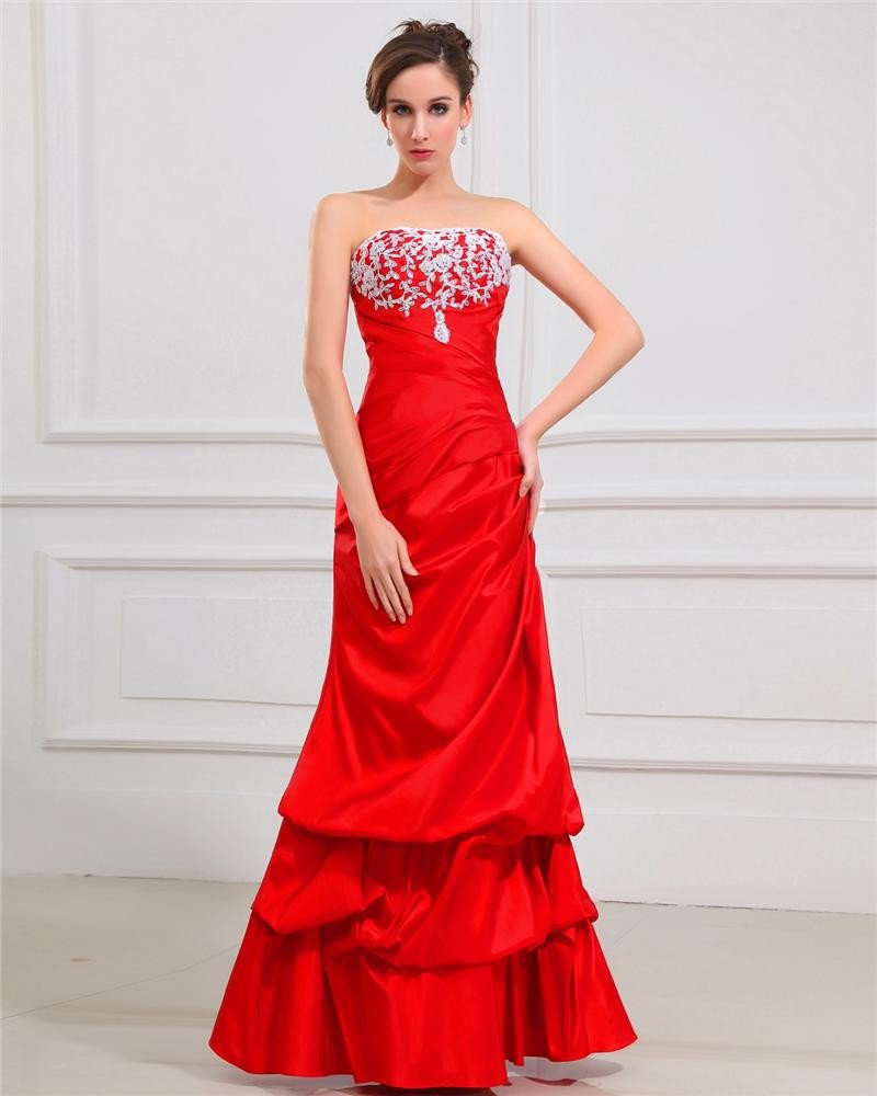Sheath Sweetheart Floor Length Taffeta Ruffles Women's Evening Dress