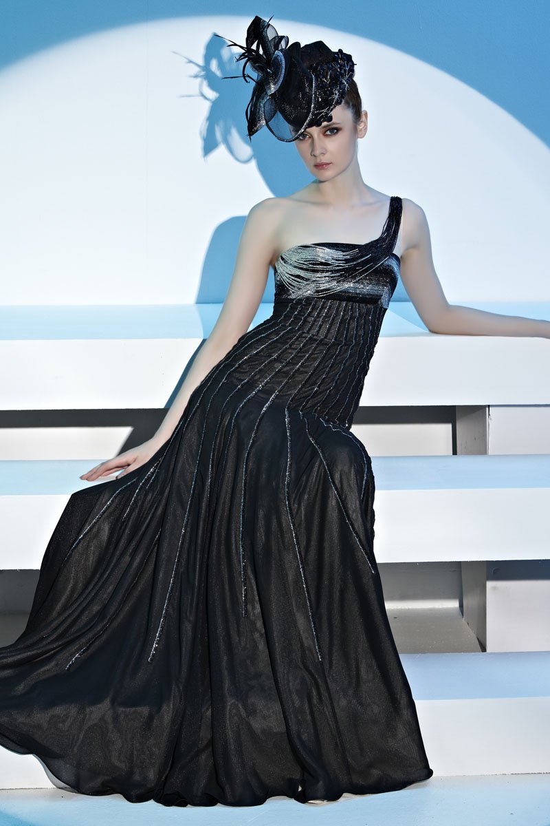 Strapless One Shoulder Beading Draped Zipper Sleeveless Chiffon Woman Evening Dresses