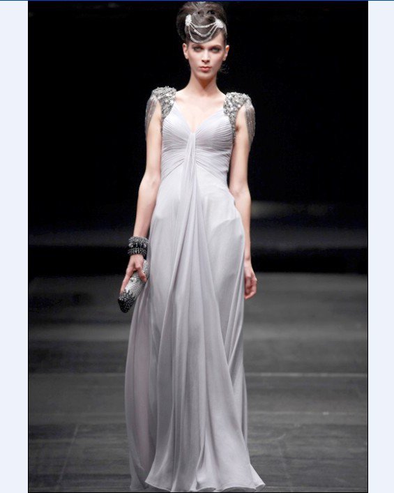 Empire V Neck Sleeveless Floor Length Wrinkle Bead Satin Composite Filament Cocktail Dresses