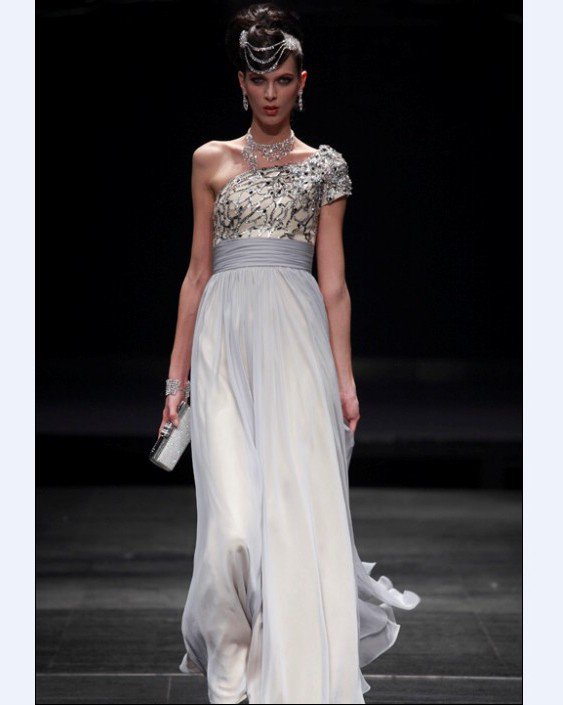 Sloping A-line Floor Length Women's Evening Dresses
