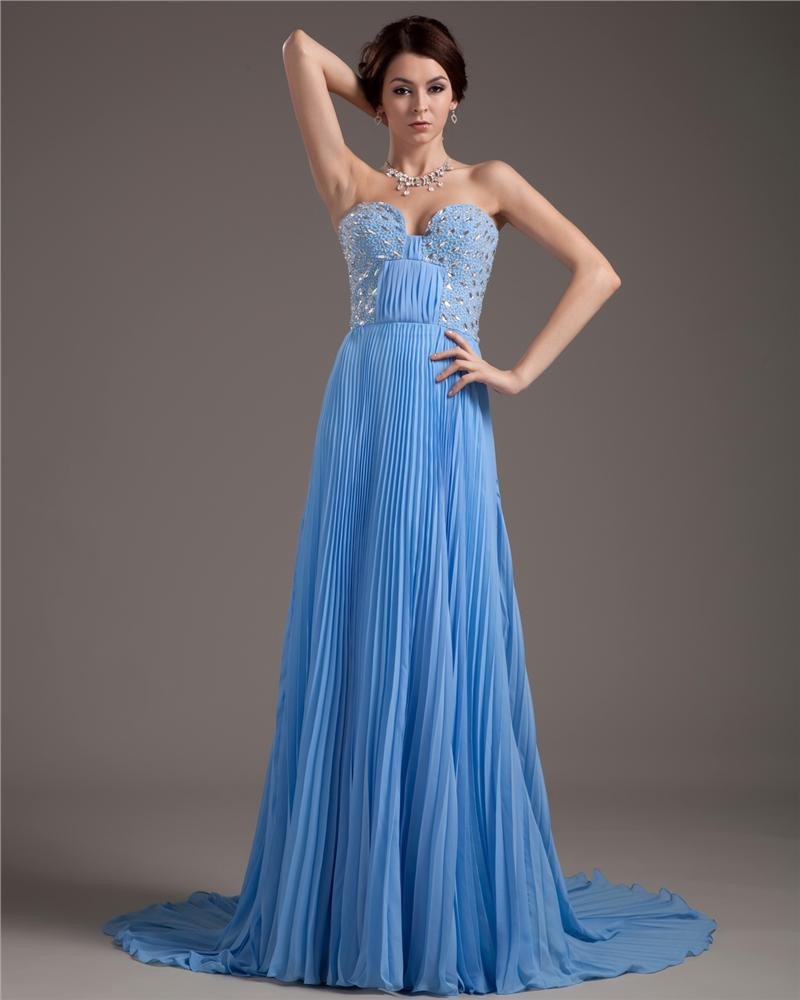 Special Occasion Chiffon Sweetheart Chapel Train Women's Celebrity Dress