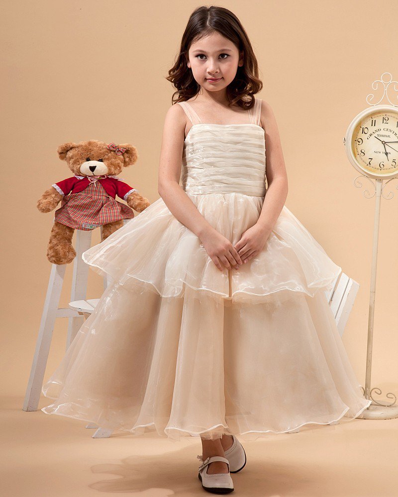 Tulle Hand Flower Ruffle Flower Girl Dresses 2214120077