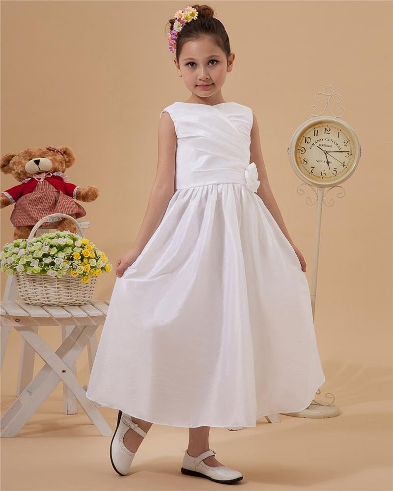 V-Neck Ruffle Taffeta Flower Girl Dress 2214120079