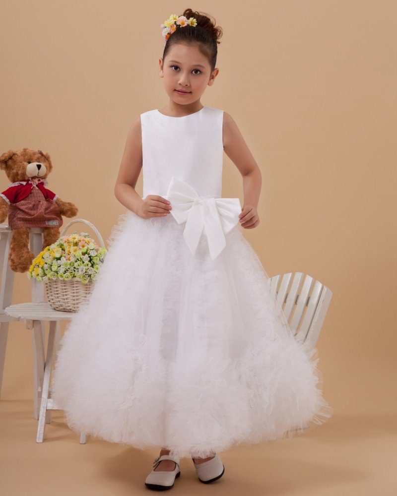 Satin Tulle Flower Girl Dresses 2214120065