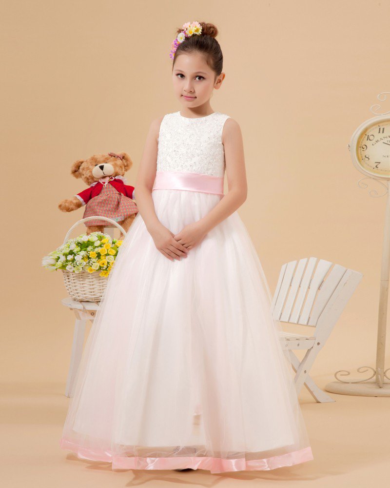 Organza Ruffle Sash Flower Girl Dresses 2214120039