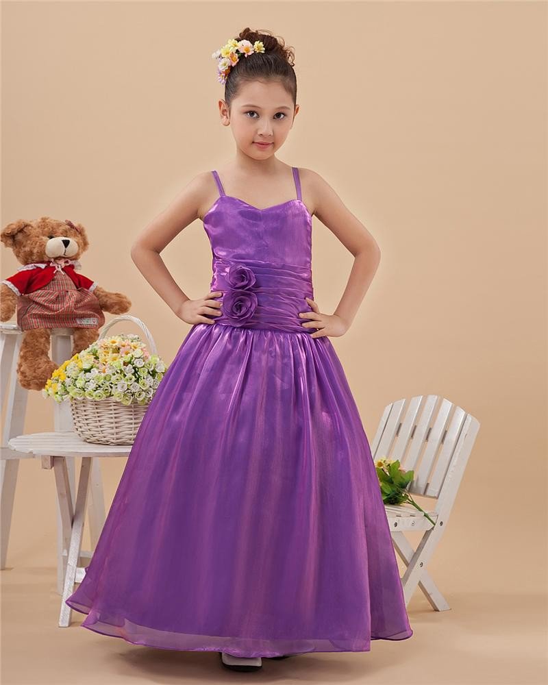 Glamorous A-Line Spaghetti Straps Floor-Length Taffeta Flower Girl Dresses 2214120030