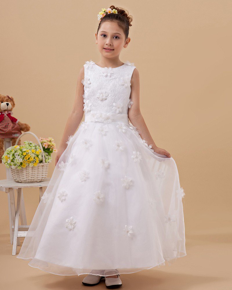 Satin Organza Handmade Flower Embellishment Girl Dresses 2214120060